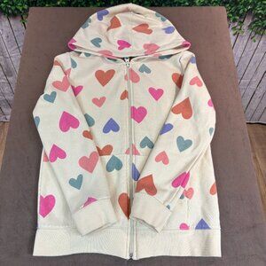 Cat & Jack Girls Hoodie Size Medium Cream with Colourful Hearts (SKU: 163G)